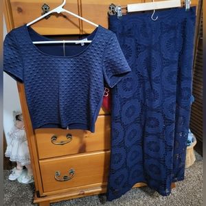 Charlotte Russe Crop Top & Skirt Navy Blue